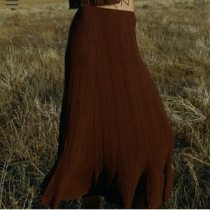Rare Doen Chantae pointelle knit skirt in antique walnut (burgundy) L